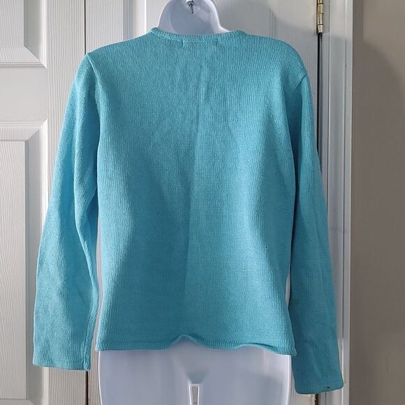 Crystal Kobe beach snowman holiday palm tree frosty cardigan  Sz S - Picture 6 of 7